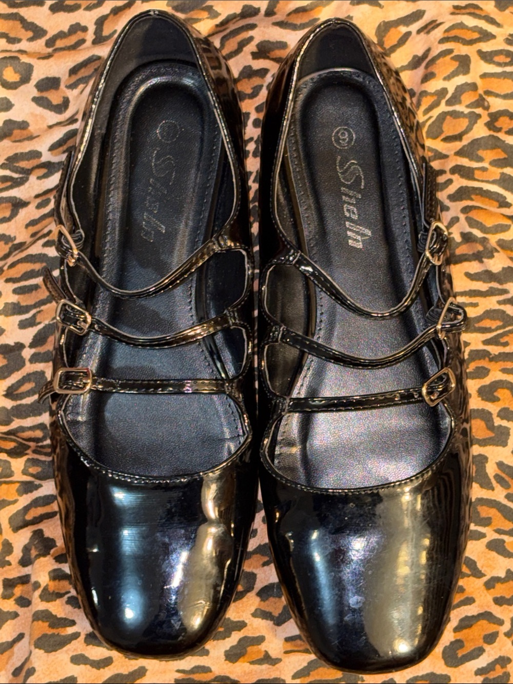 Sleek Black Patent Multi-Strap Flats by Ella
